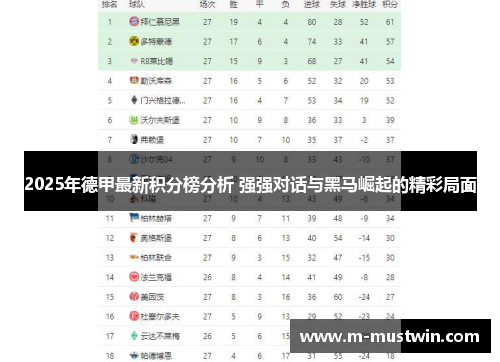 2025年德甲最新积分榜分析 强强对话与黑马崛起的精彩局面