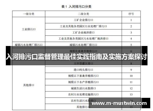 入河排污口监督管理最佳实践指南及实施方案探讨